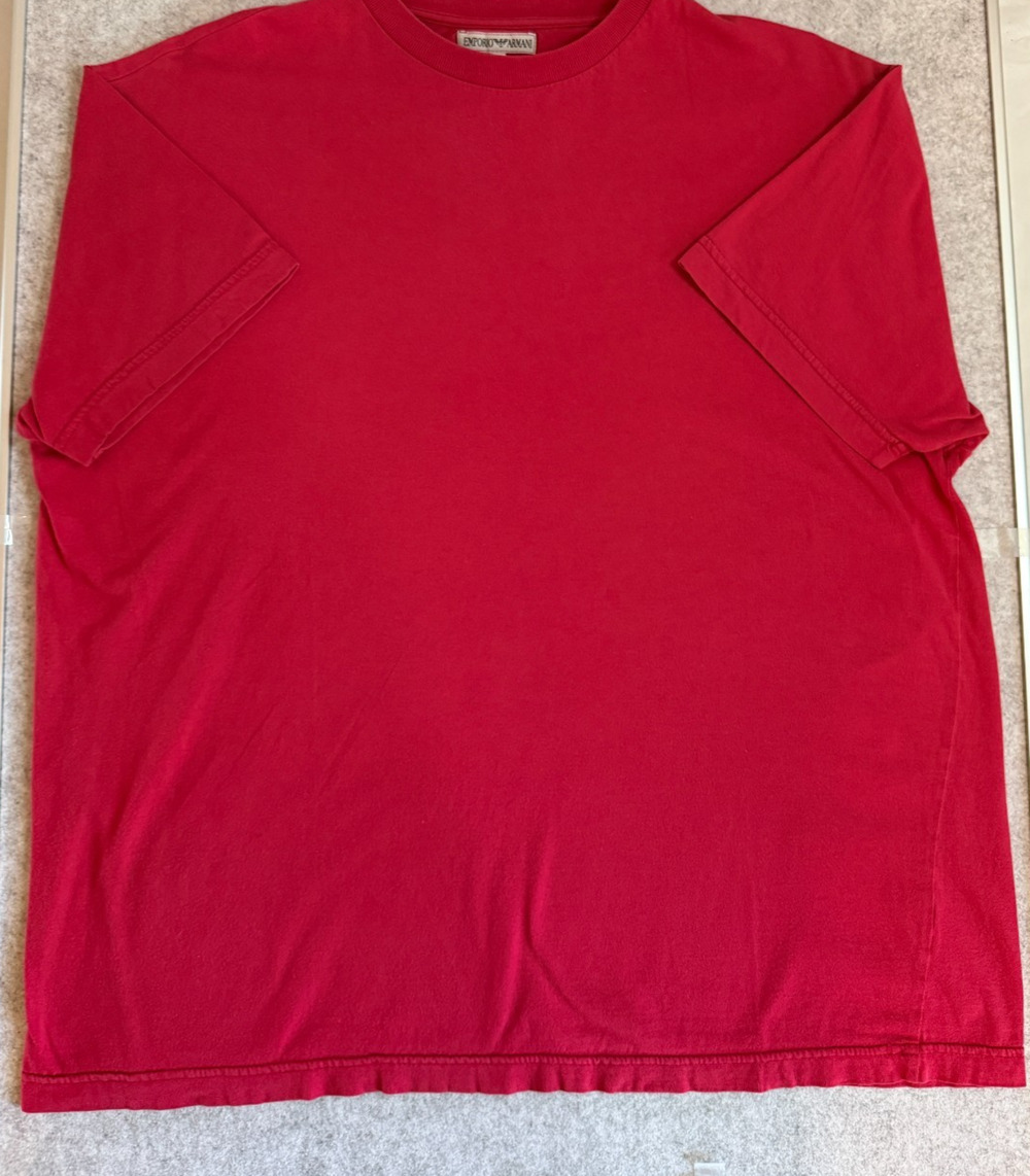 Emporio Armani Mens XL Red Crew Neck T Shirt Made in Italy 100% Cotton Casual